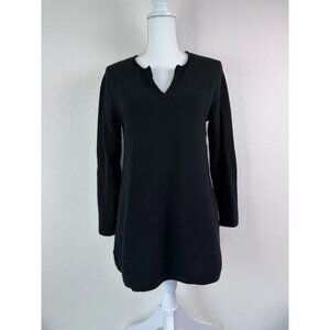 J. Jill women's small black long‎ sleeve cashmere tunic top v-neck lightweight